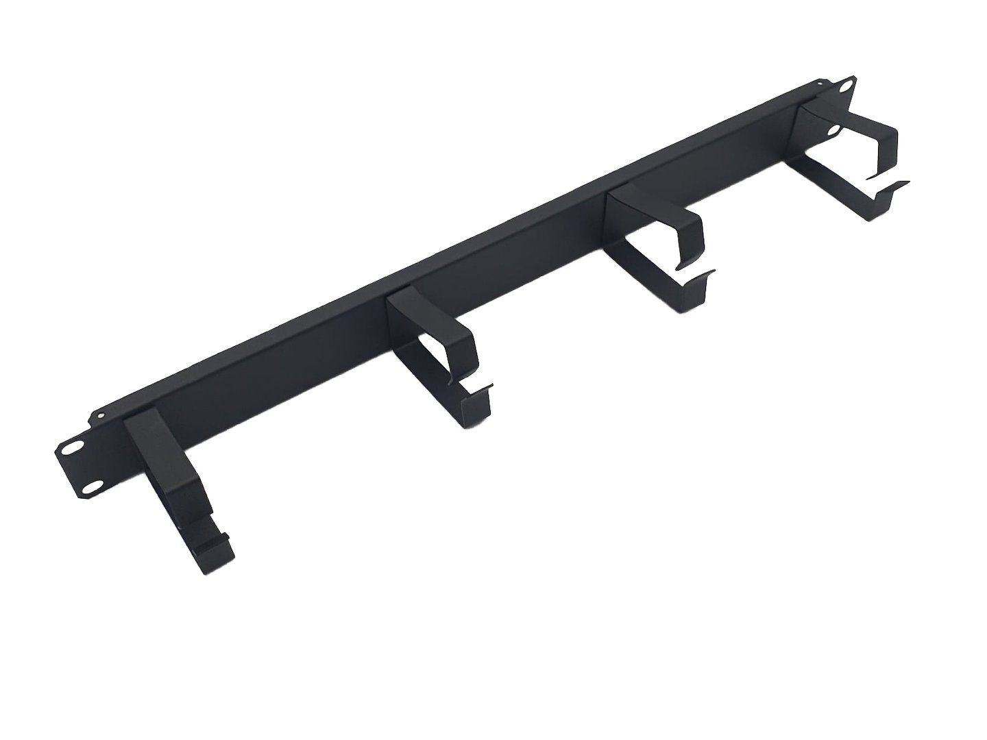 FIBERM Organizator / organizer kabli poziomy 19`` 1U 5 metalowych uchwytów czarny