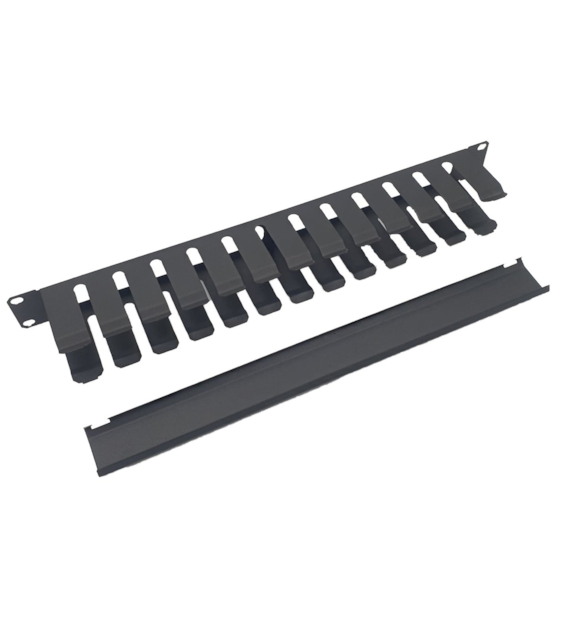 FIBERM Organizator / organizer kabli poziomy 19`` 1U zamykany czarny