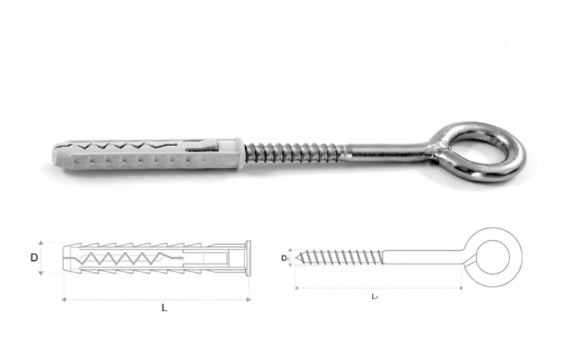 FIBERM Kołek rozporowy z hakiem oczkowym 14 x 120
